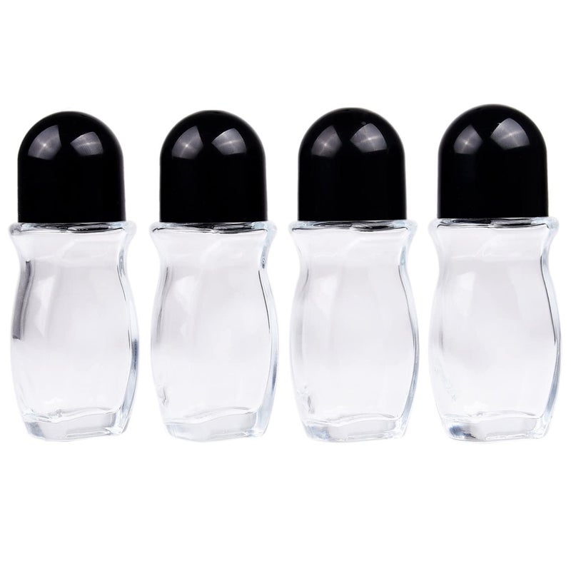 Kare Kind 4Packs Empty Deodorant Roll On Bottles Containers Leak Proof Massage Roller Ball Bottles with Cap For Essential Oils Perfume Cosmetics, Glass Empty Roller Bottles with Plastic Roller Ball 50ML - Image 1